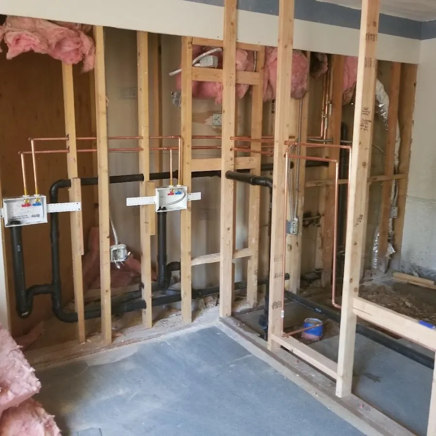Copper pipe rough-in and plumbing installation in Providence